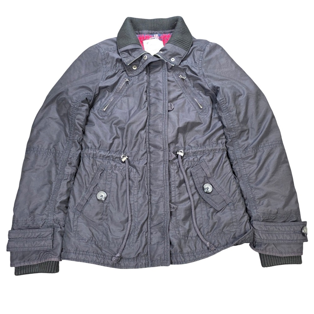 American Eagle Outfitters Jacket Women's Size S Navy Plaid Quilted Lining